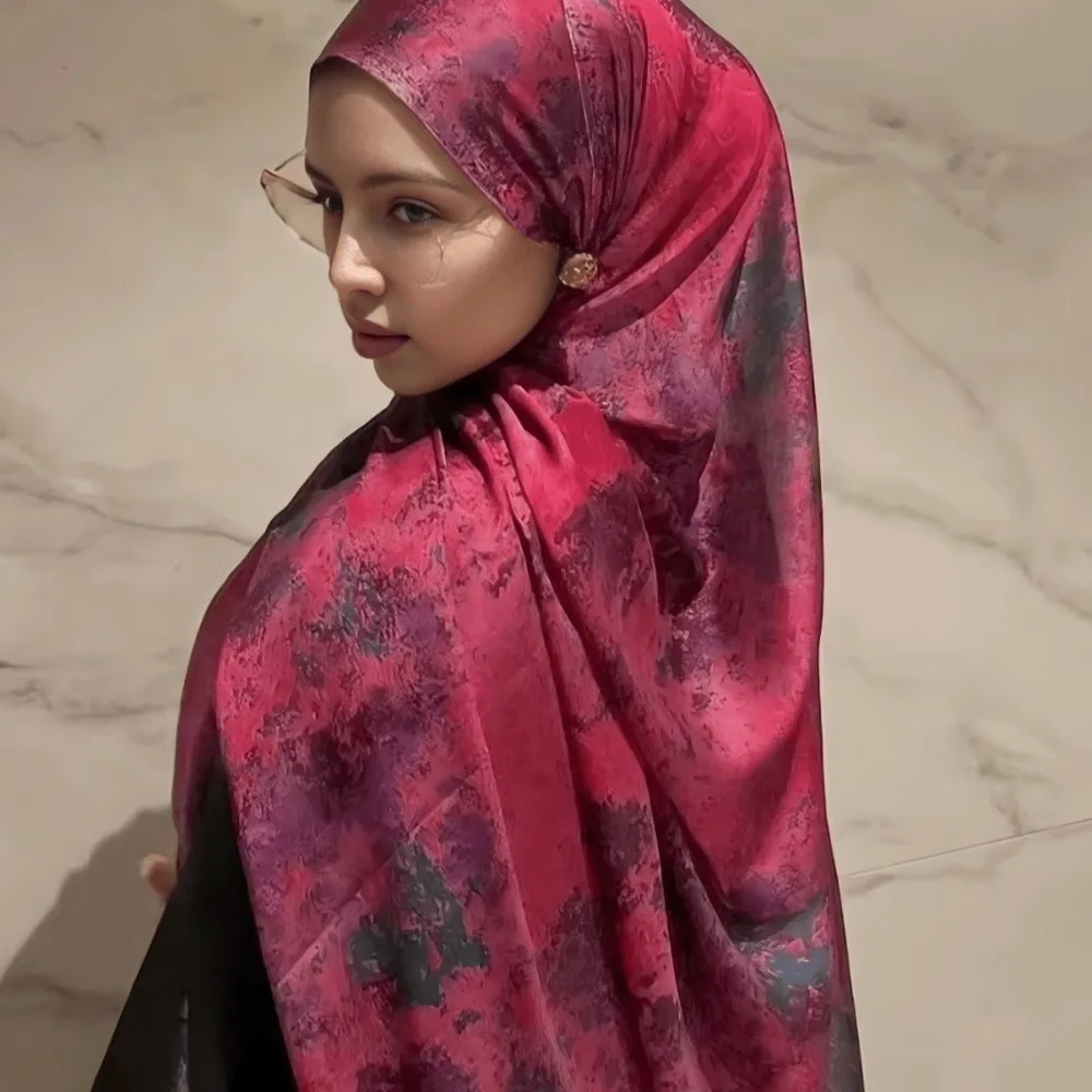 New Water Printed Hijabs for Woman Turban Ethnic Shawl Silk Marble Scarf Foulard En Mousseline Ropa Africana Mujer 70*180cm