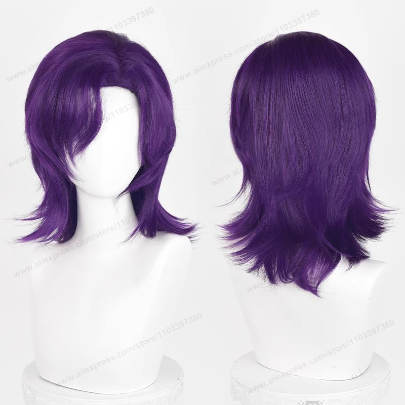 Peluca de pelo sintético de base media de 44cm para Cosplay, pelo negro, blanco, rojo, plateado, rosa, azul, pelos resis