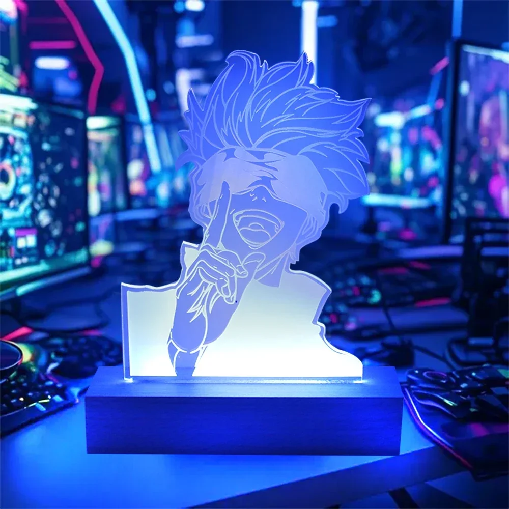 3D โคมไฟอะนิเมะ Gojo Satoru Lampara LED Escritorio ตารางตกแต่ง Lampara Mesa De Noche GAMING Room Night ไฟ