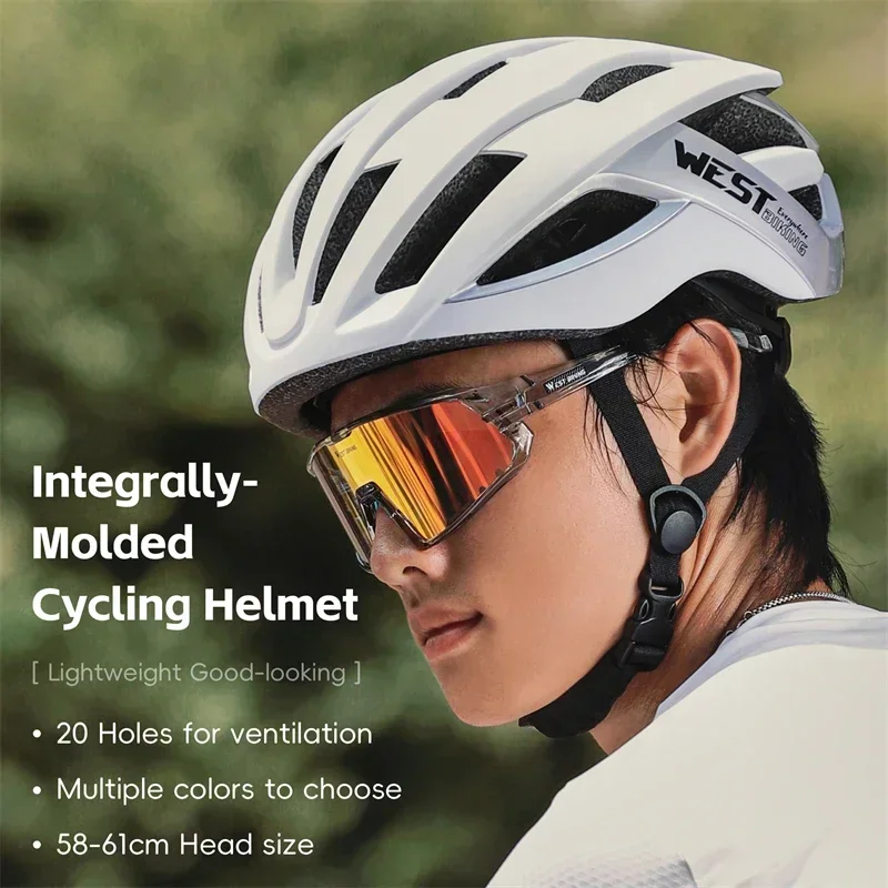 WEST BIKING Cycling Helmets White Road Bike Integrally-Molded Helmet Multicolor Aerodynamic Helmets Couples Sport Safety Gear