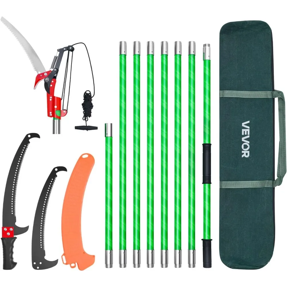 Sega a palo estensibile di VEVOR: potatrice per alberi da 3,87 a 27 piedi con azione a forbice e lama in acciaio da 65 ml, impugnatura leggera in fibra di vetro