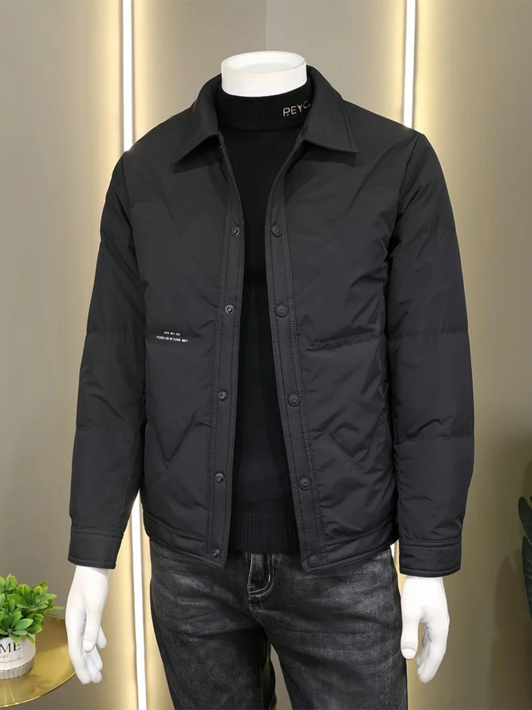 

Lightweight Warm irt Sle Men's down Jaet Casual Busin Casual All-Match Winter Clothes Collar up Jaet Coat