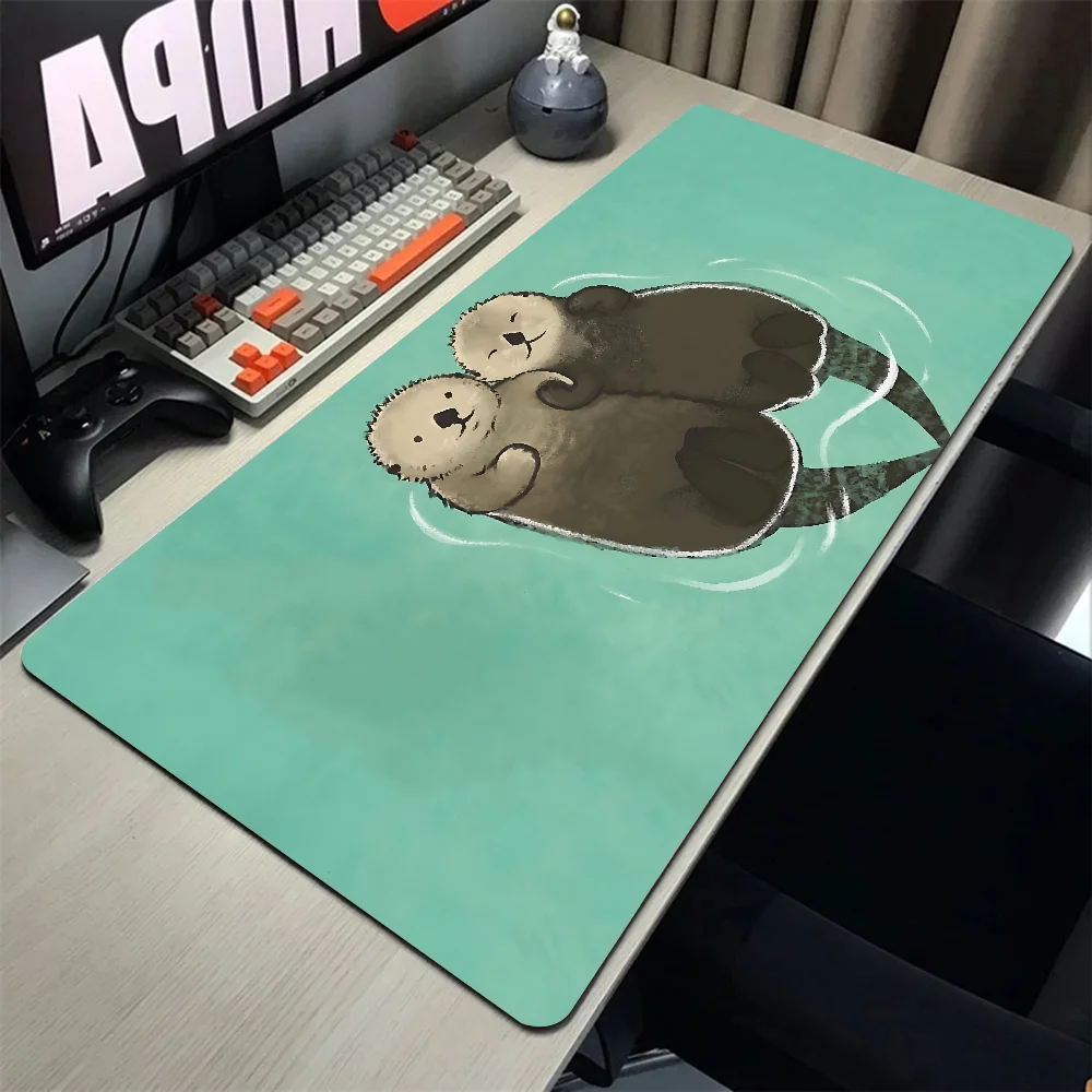 Cute cartoon otter Mousepad Mouse Mat With Pad gaming accessories Prime Gaming XXL Keyboard Pad Stitch Padding Mat