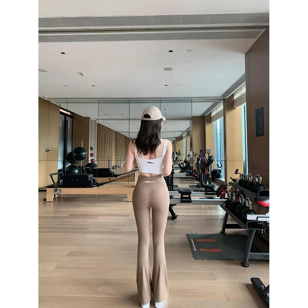 High Waist Wide Leg Pants Women's Sporty Slimming Casual Yoga Long Trousers Micro Flared Bottoms Everyday Fashion