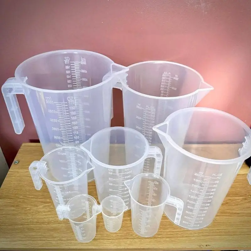 PP Plastic Measuring Cups Accurate Clear Graduation Marks Multiple Sizes Stackable for Kitchen Baking Cooking Home DIY Craft Pr