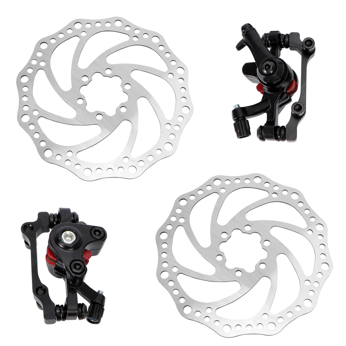 

Mechanical Disc Brake Set 160mm Silver Aluminum Front Rear Caliper Pads Kit for Mountain Bicycle Align Adjustment