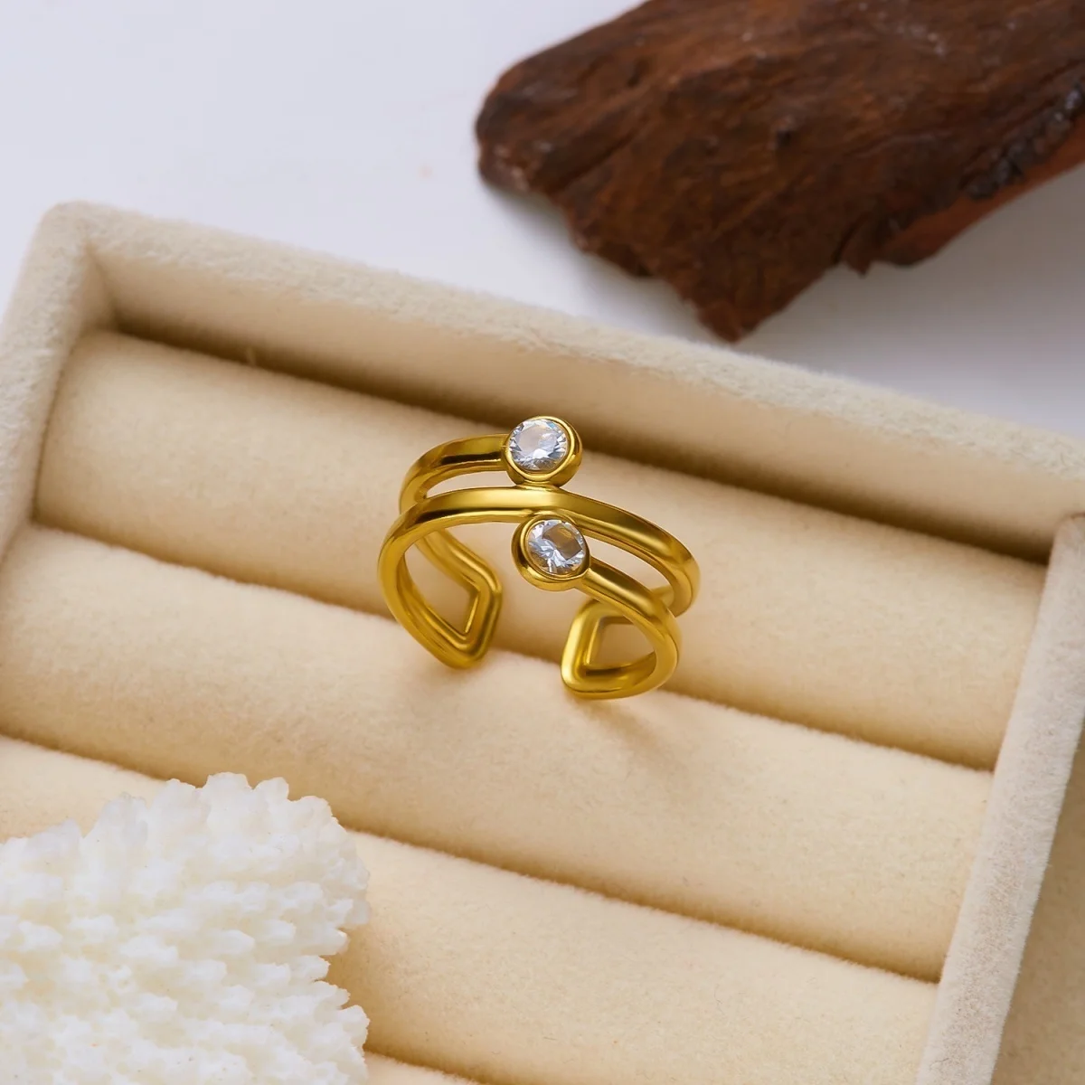 Retro-Tigeraugen-Naturstein-Oval-Sonnenringe, stapelbar, für Damen und Herren, Edelstahl, Zirkonia, Wickelring, Streifen-Fingerring, Schmuck – Detail 21