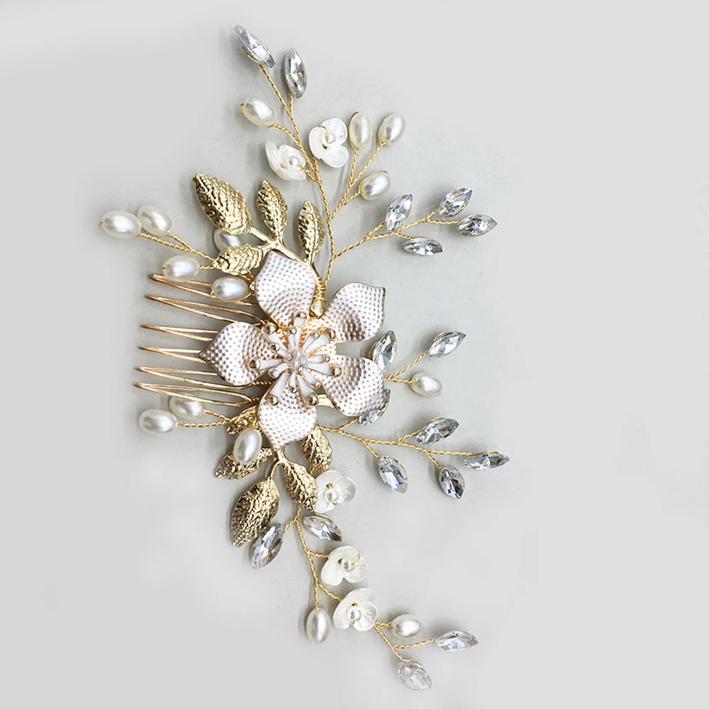 1 قطعة مشط شعر الزفاف الأزهار اللؤلؤ حجر الراين الزفاف الشعر الديكور للعروس حفلة موسيقية حفلة خطوبة اكسسوارات