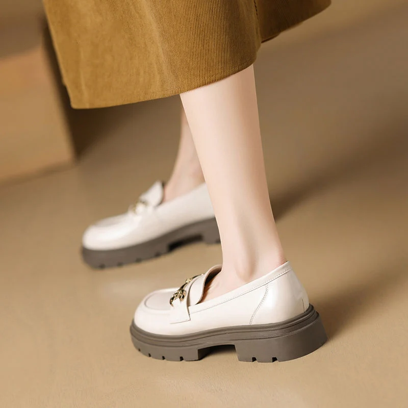 Loafers Women Shoes 2024 New In Fashion Platform Thick Bottom Spring Autumn Outdoors Leather Soft Comfortable Casual Shoes