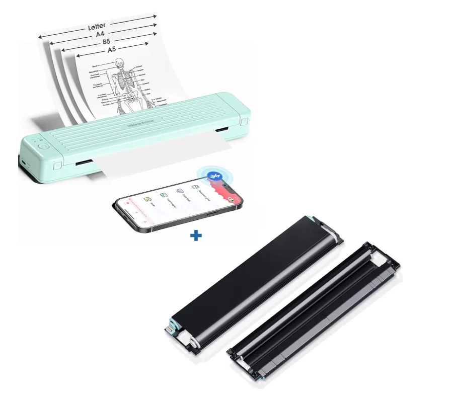 Phomemo P831 Portable Printers 300DPI Wireless A4/Letter Size Regular Copy Paper Mobile Printer Compatible with Phone & Laptop,