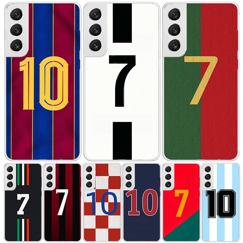 FootBall SuperStar Number C 7 10 Case Phone Cover for Samsung Galaxy S24 Ultra S23 Plus S22 + S21 S20 FE S10E S10 S9 S8 S7 Edge