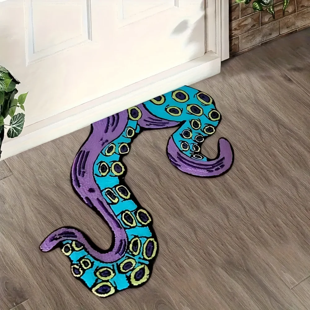 Kraken Tentacle Floor Mat Colorful Octopus Design Entry Mat Halloween Christmas Home Decor Octopus Theme Living Room Kitchen Rug