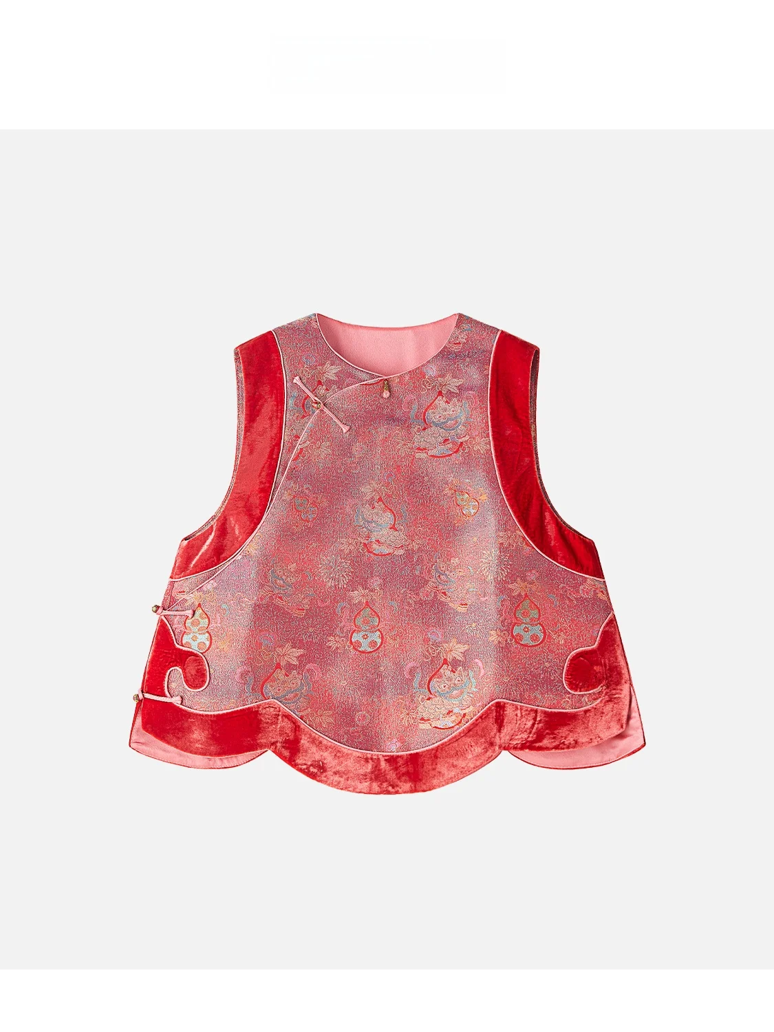 

JINGJING2025 New Autumn Winter Year Costume Lion Gourd round Ne Side Buttoned Vest Loose Fit No Sve Traditional Chinese ...