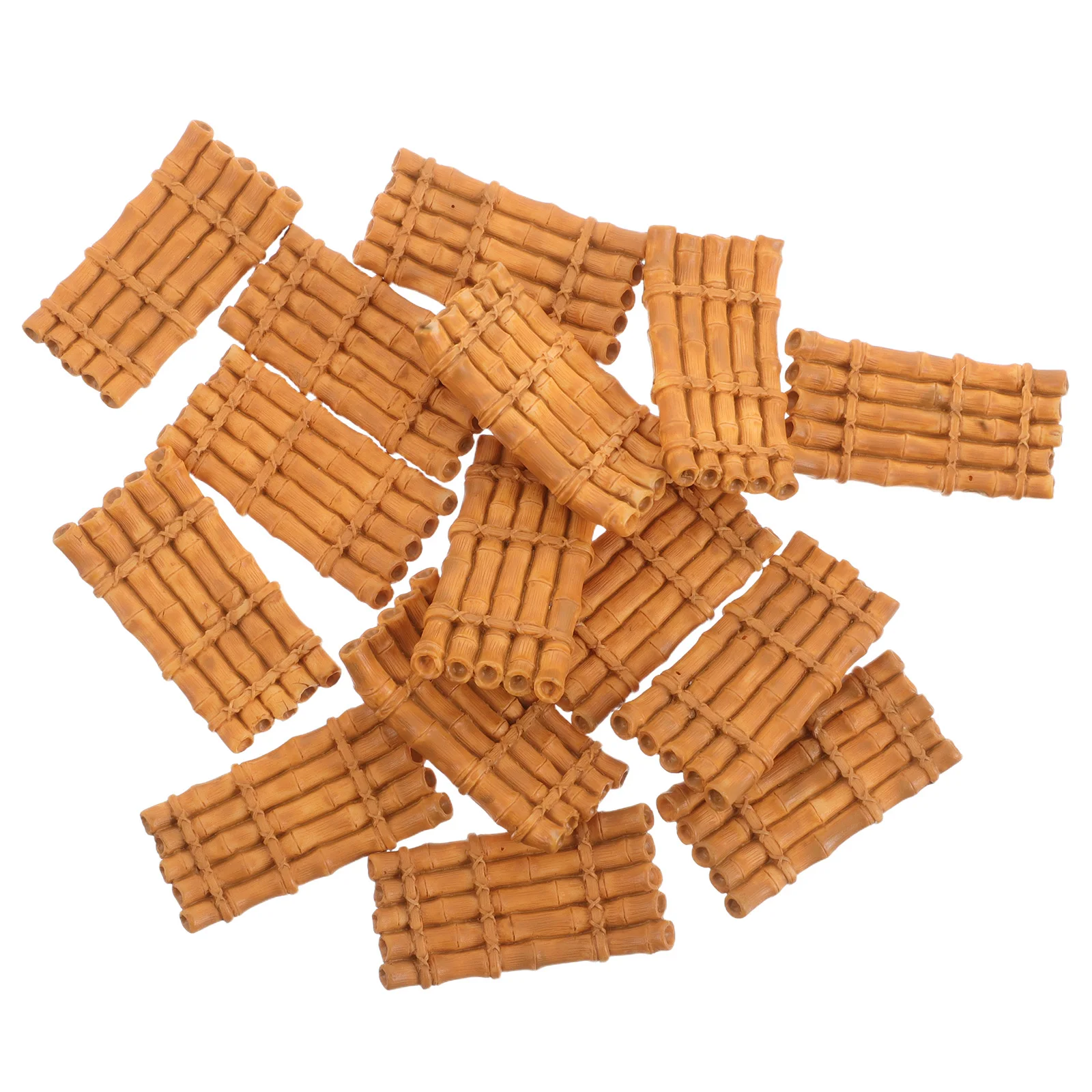 

15 Pcs Mini Bamboo Micro Landscape Decor Light Brown Resin Material Dollhouse Accessories Beach Nautical Bonsai Garden