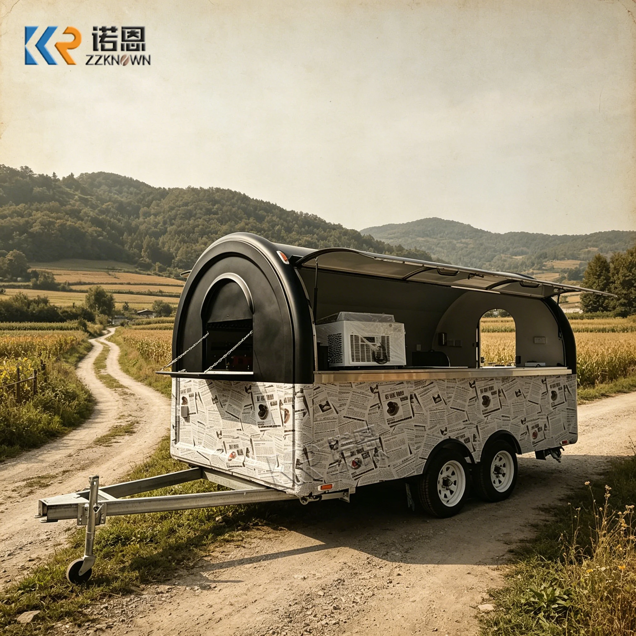 

Fully Equipped Food Truck Trailer With Awnings Bbq Grill Fryers Coffee Machine Hot Sale