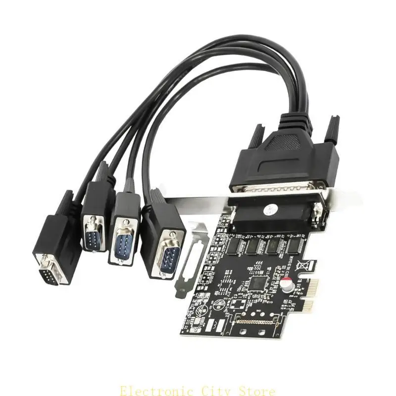 Multiport RS232 Serial Adapter Card PCIe Card с 1-4 кабелем для расширения компьютера HU8D