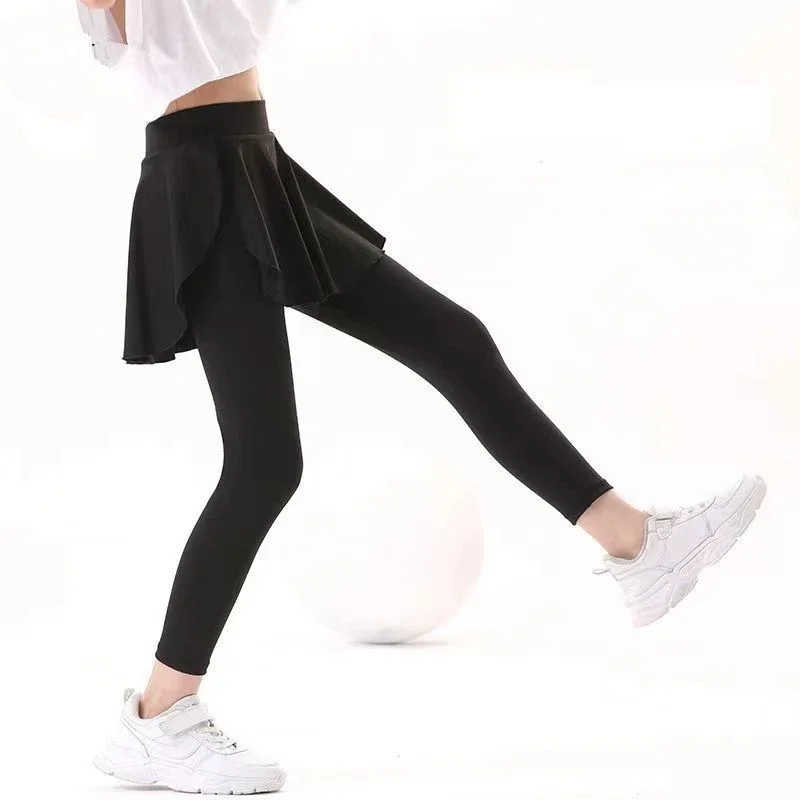 Kids Girls Yoga Skinny Pants Children Quick Drying Skirt Pants Princess Dance Clothing Teenage Girls Sporty Skirt Leggings