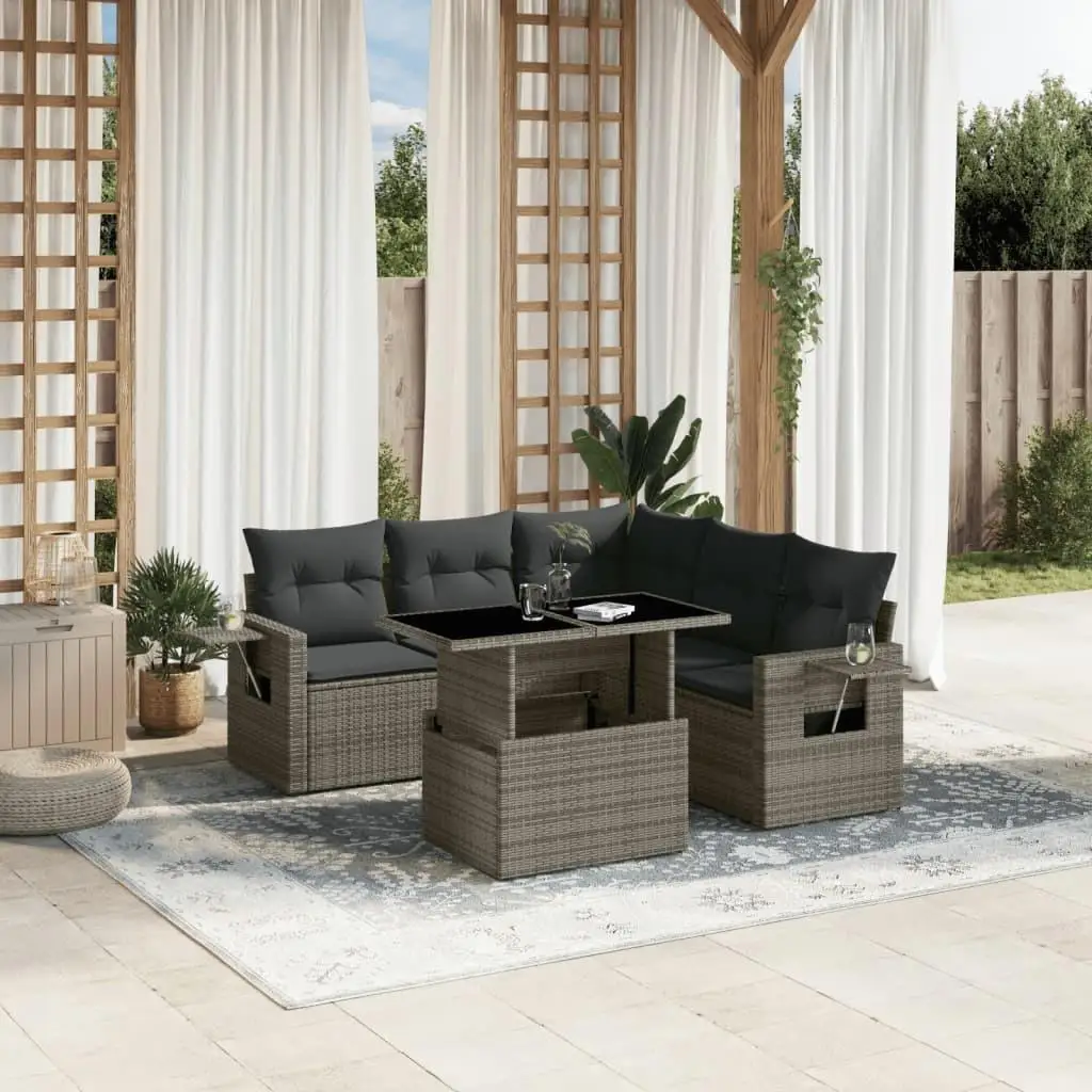 

Cozy Grey PE Rattan Garden Sofa Set with Powder Coated Steel Frame and Tempered Glass Table for Outdoor Relaxation