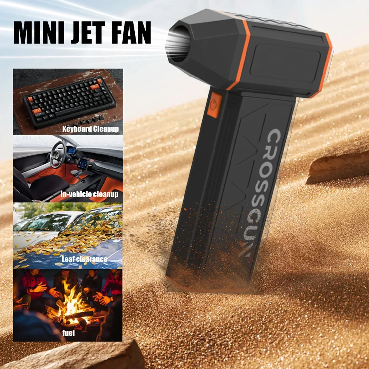 

CROSSGUN турбовентилятор перезаряжаемый беспроводной пылесос мощный воздушный поток компактный дизайн для путешествий в автомобиле чистка на открытом воздухе длительный режим ожидания