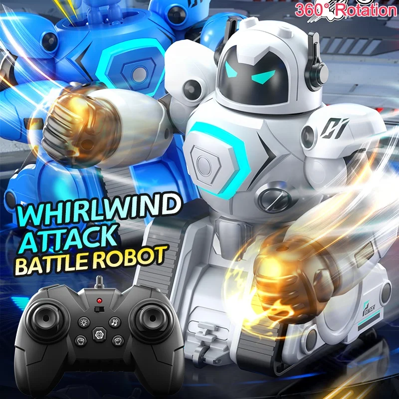 Smart Football Style Two Player Match Electric Remote Control Robot Toy 2.4G One Key DEMO 360° Rotation LED Lighting RC Robot