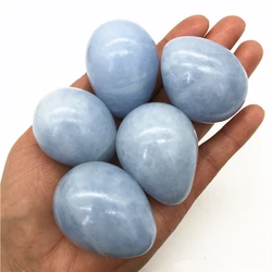 1pcs Natural Blue Celestine Egg Polished Stone Yoni Egg Crystal Healing Reiki Metaphysical Powerful Meditation +base