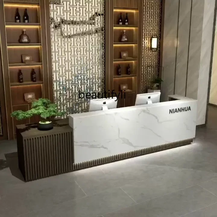 New Chinese style checkout page Painting company Front desk Hotel sales hall Reception desk Commercial club counter