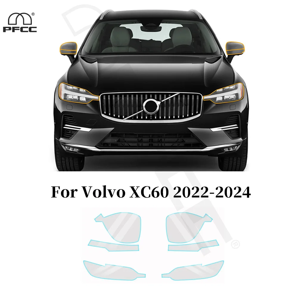 

For Volvo XC60 2022-2024 Headlight Rearview Anti-scratch TPU Paint Protection Film Pre-cut PPF Clear Bra Resistant Invisible Kit