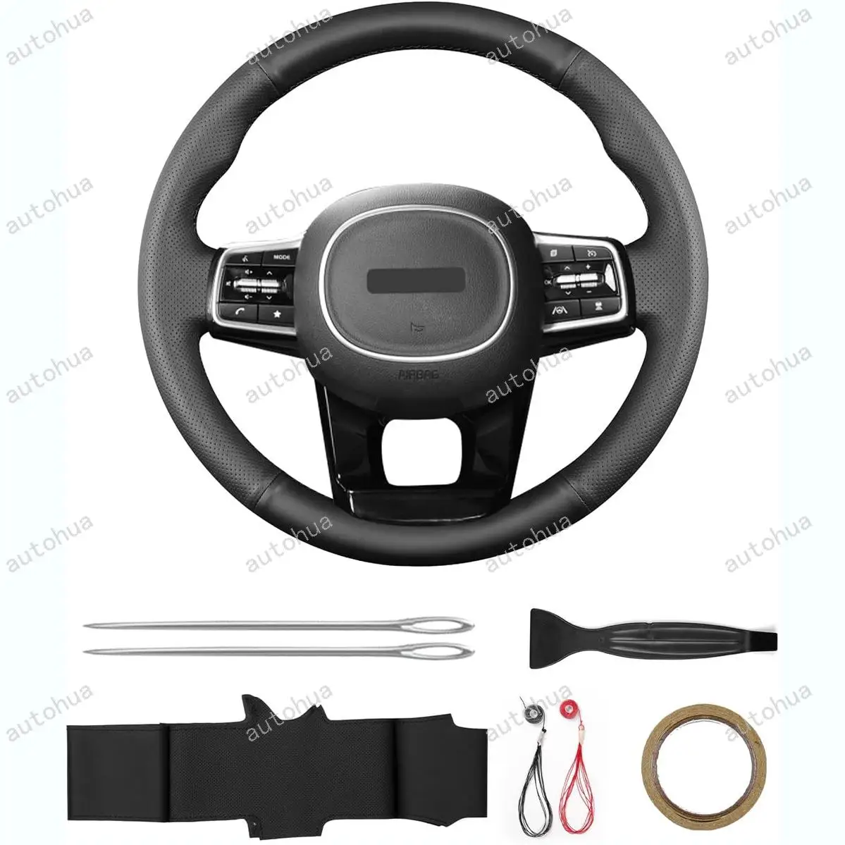 غطاء عجلة القيادة مخيط يدويًا لكيا 2022 سورينتو PHEV/2022 كرنفال/2021 سورينتو، جلد ستوكات غير قابل للانزلاق وجيد التهوية