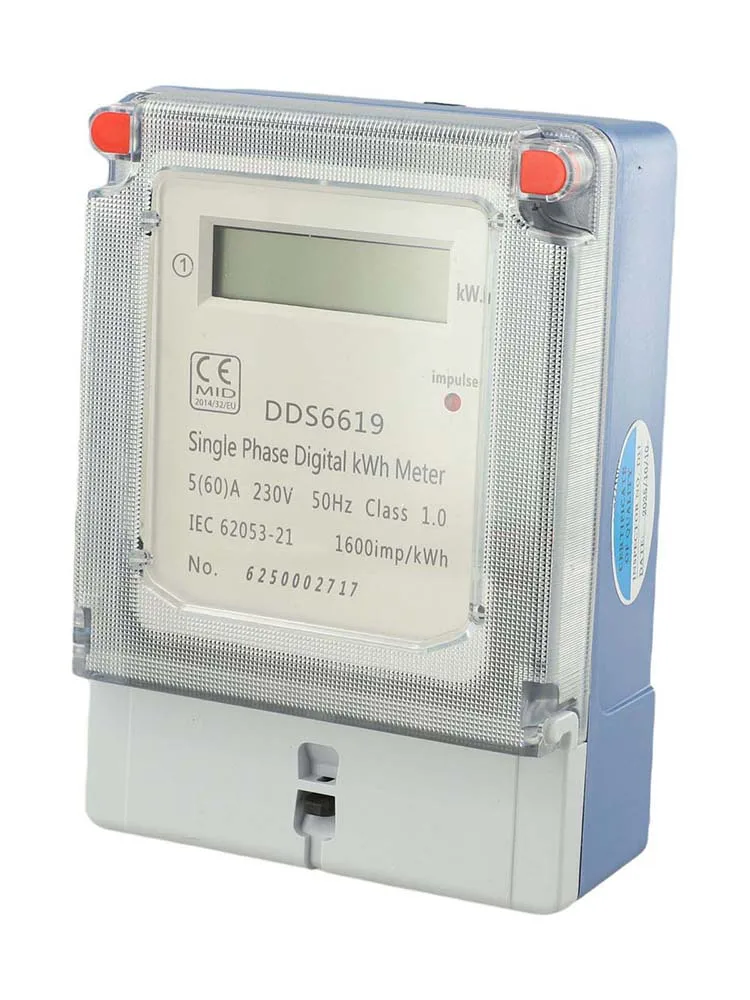 Single Phase Digital Energy Meter Din Rail Type AC 220V 60A with Pulse Output and Visual LED for Reliable Energy Monitoring
