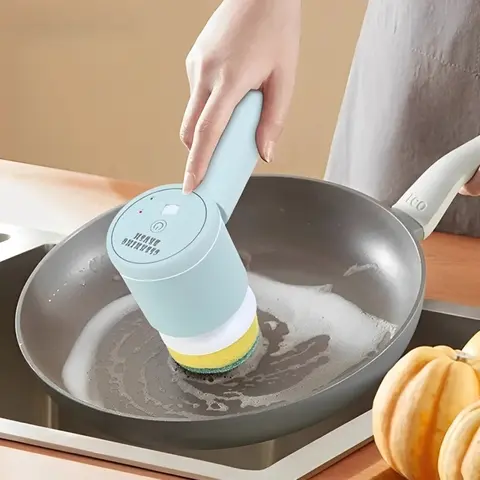 Uppladdningsbar skrubbborste Elektrisk trådlös djuprengöring för kök Badrumskakel, fläckborttagare Professionell handhållen rengöringsmaskin 6 best sales diskmaskin - №4