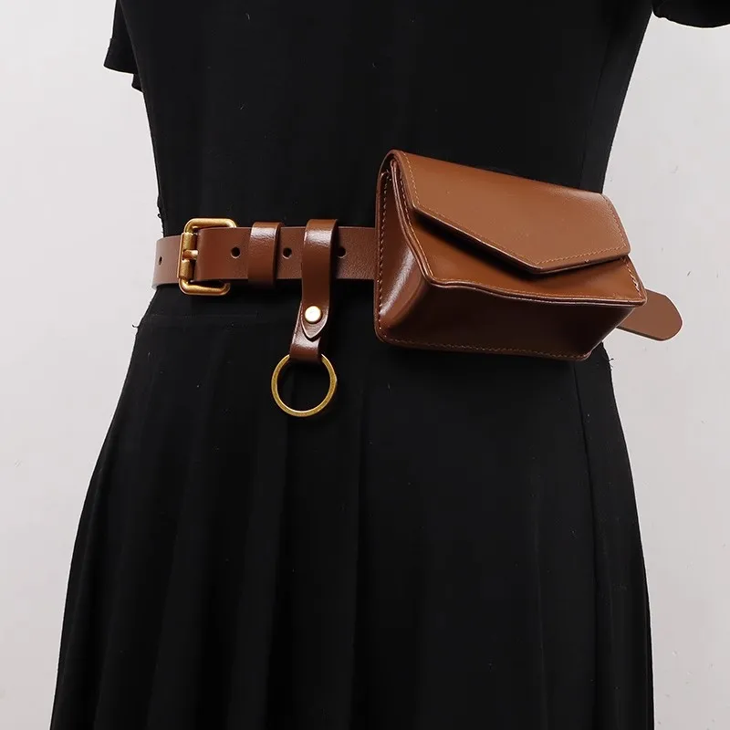 Women's Runway Fashion Genuine Leather Bag Cummerbunds Female Dress Corsets Waistband Belts Decoration Narrow Belt R1629