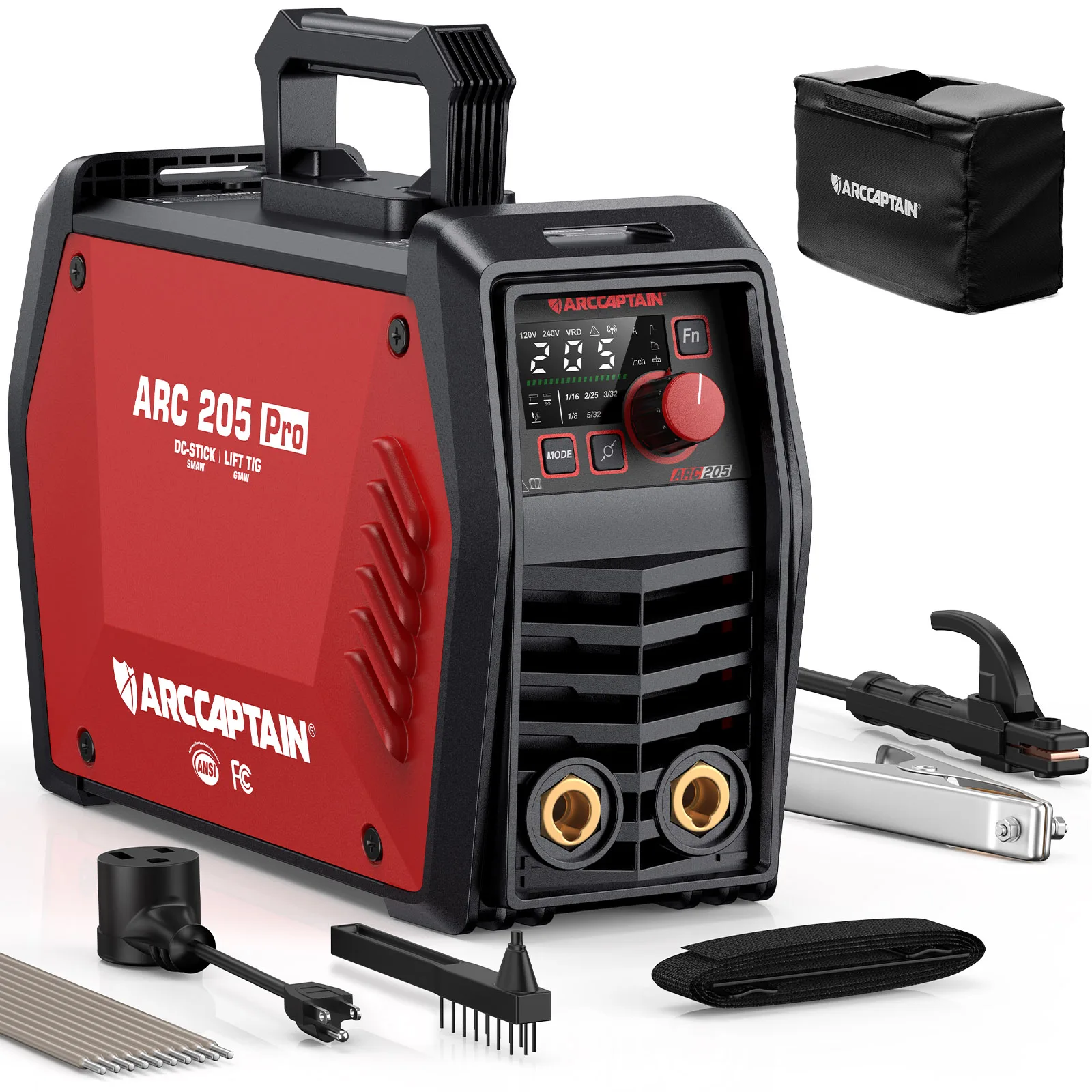 ARCCAPTAIN iControl Stick Welder 205Amp ARC/Lift TIG Machine à souder ARC205 Pro à contrôle interne avec démarrage à chaud et force d'arc Nouveau