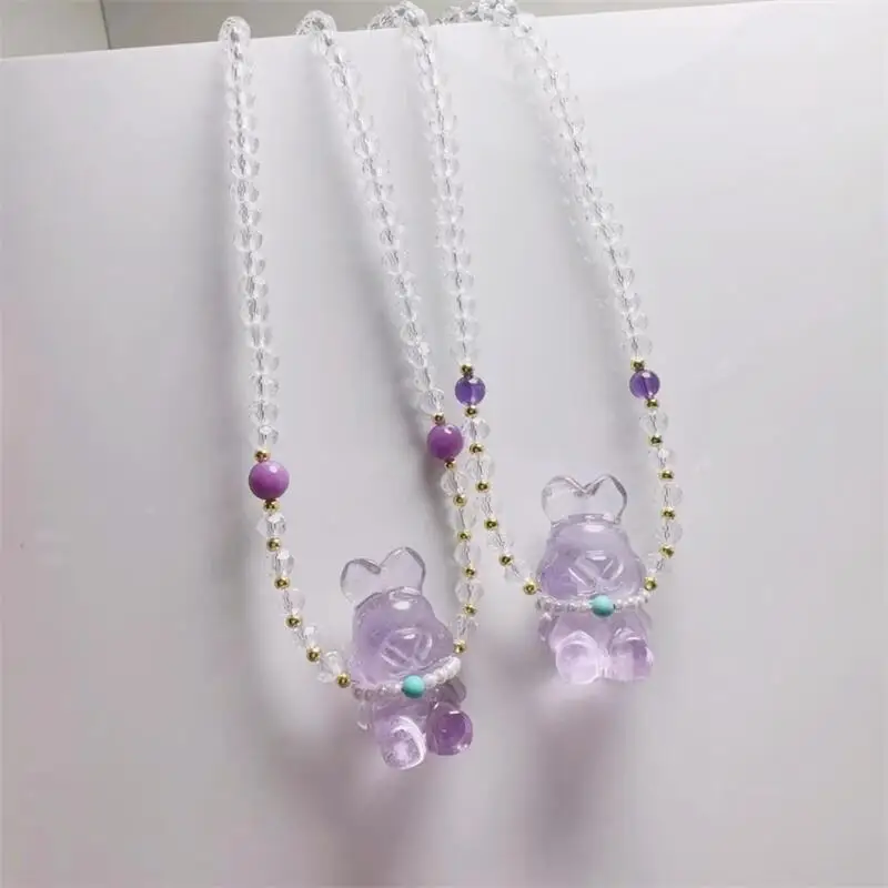 

Natural Amethyst Rabbit Neckace Reiki Gemstone Fashion Jewelry Fengshui Women Healing Lucky Energy Gift 1pcs