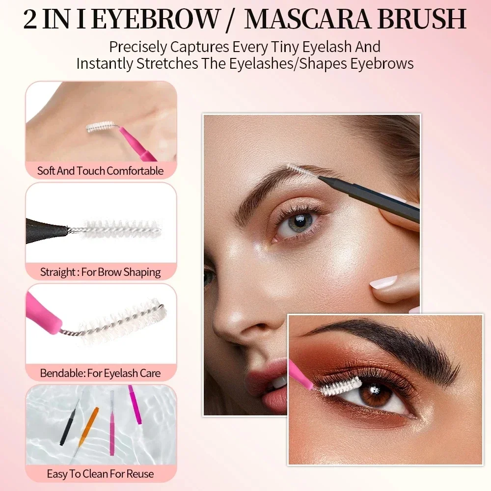 20 piezas cepillo para cejas, cepillo para permanente, Mini cepillos desechables para levantamiento de cejas, microcepillos para pestañas flexibles, aplicadores, herramientas de maquillaje