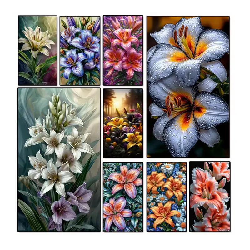 

5D Diy гигантские цветы лилии наборы для алмазной живописи полная квадратная круглая алмазная вышивка художественный набор для вышивки крестом украшение дома