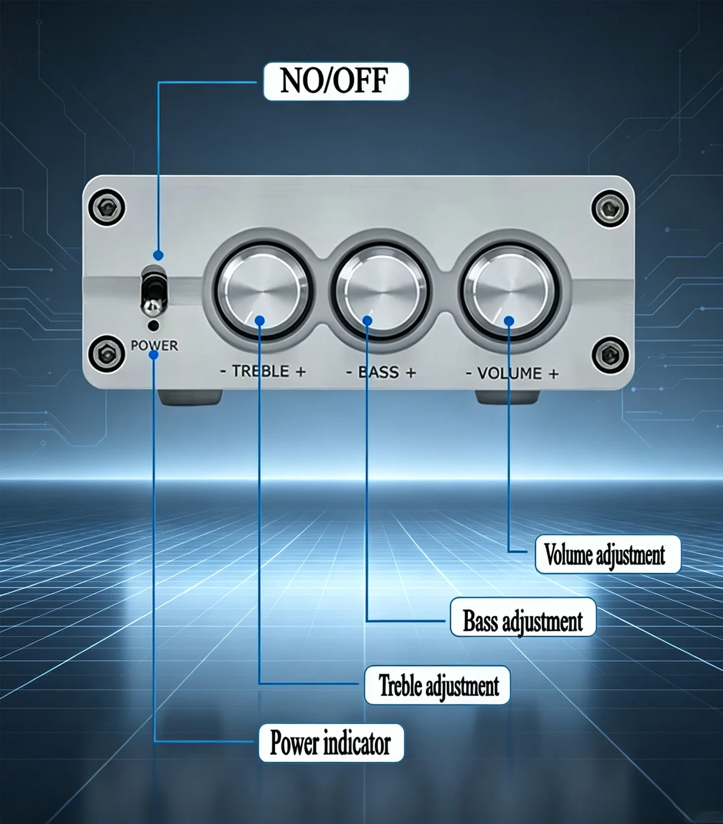 YJCO D100B Dual-Core-Leistungsverstärker TPA3116 Hochleistungs-100W 2.0 Hifi Digital Bluetooth 5.0 mit Höhen- und Bassregelung für Heim-Audio – Detail 2