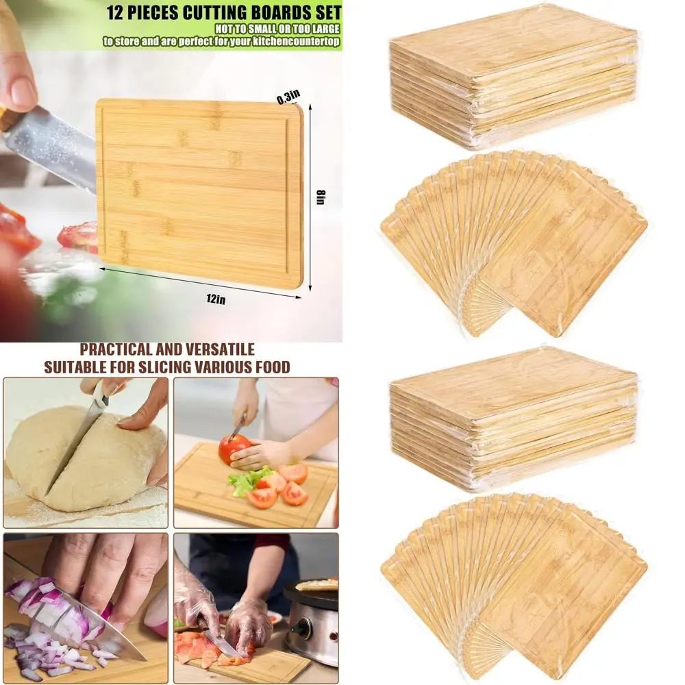 

Набор из 12 бамбуковых разделочных досок, 12x8 дюймов, идеально подходят для нарезки, сервировки, гравировки и DIY-проектов на кухне.