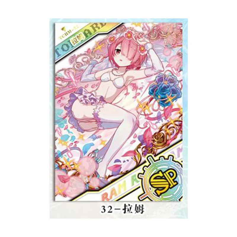 Anime Goddess Story Kawaii SP Flash Card Rem Ram Emilia Beatrice Collection Games Toys Solitaire Christmas Birthday Presents