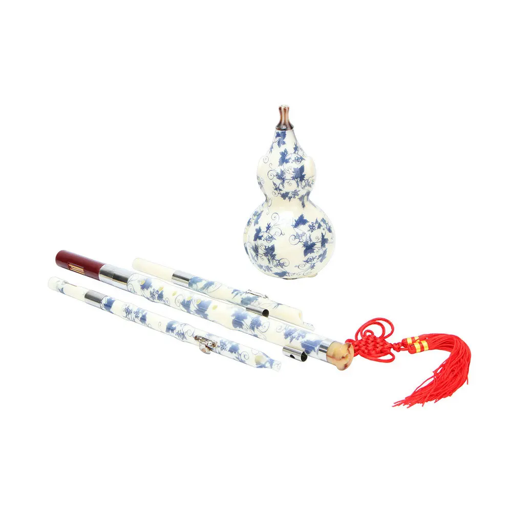 

Synthetic Porcelain Chinese Cucurbit Flute Traditional Blue and White Pattern Pure Tone Beginner Gourd Instrument