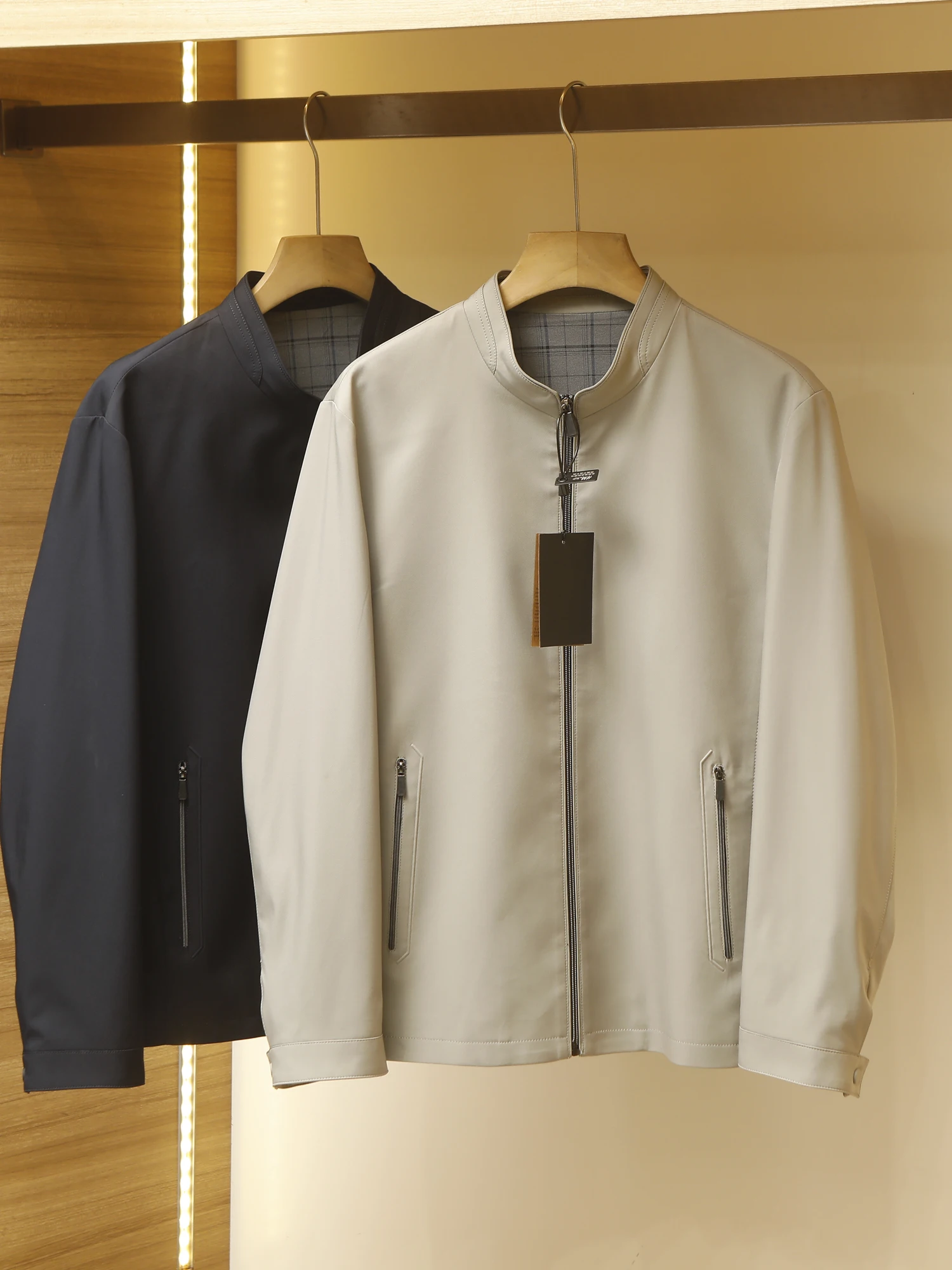 

Elegant Casual Men's Jacket Comfortable Lightweight Anti-Wrinkle Stand Collar Spring Outerwear Standard Fit Long Sleeve Zipper