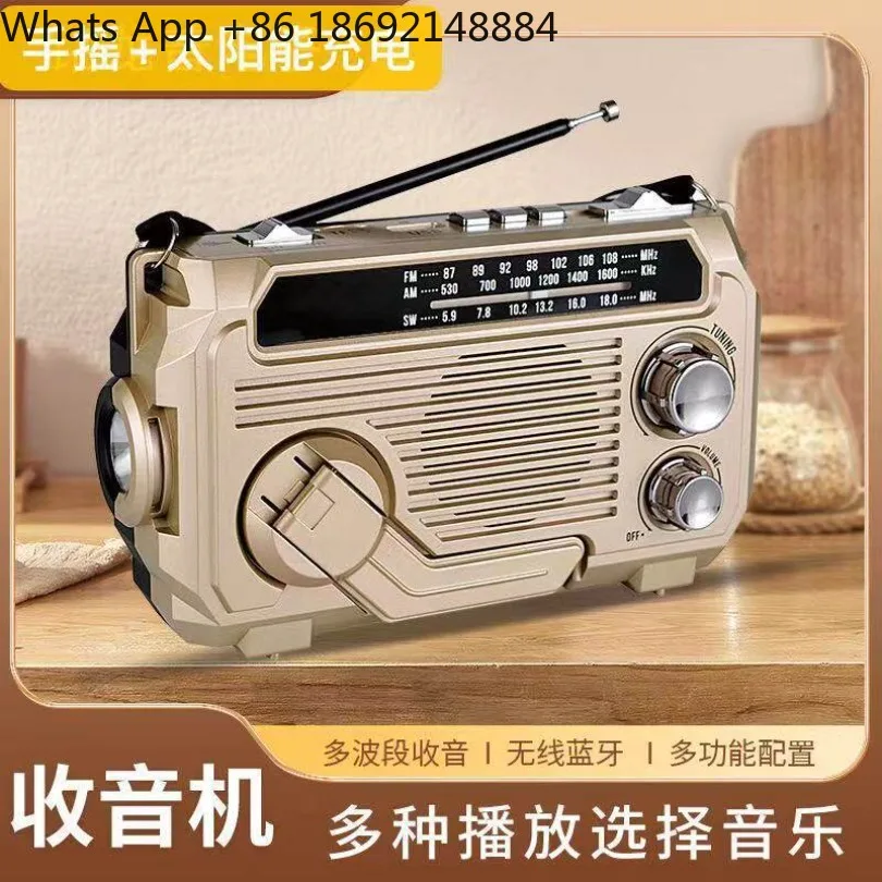 PX-777 Portable Radio Solar Bluetooth Speaker Hand Power Generation Multi-band Card Lighting