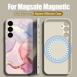Colored Marble Magnetic Case For Samsung Galaxy S25 S23 S24 S22 Ultra S21 Plus S25 S23 S24 FE For Magsafe Wireless Charge Cover