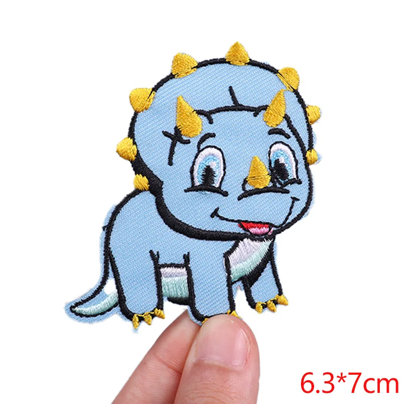 Patch per ricamo dinosauro carino per abbigliamento Applique animale ferro su toppe toppe per cartoni animati fai da te su vestiti per bambini