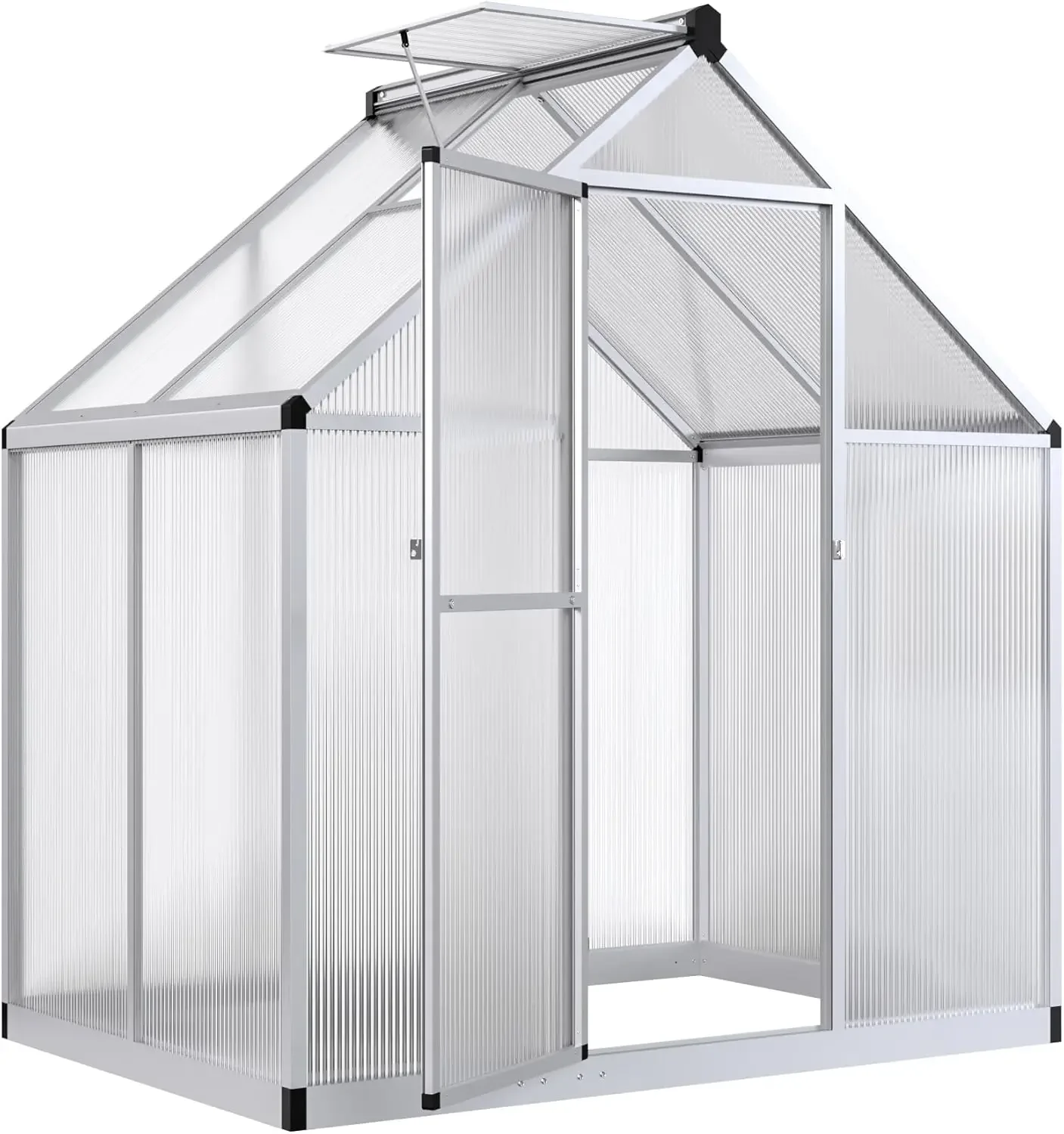 4x6 FT Greenhouse for Outdoors,  Setup Structure and Roof , Aluminum Walk-in Greenhouse for Outside Garden Backyard