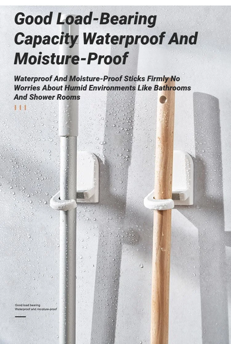 Wandmontierter Selbstklebender Besen- und Mopphalter, Wasserdichter Multifunktions-Aufbewahrungsorganizer für Küche und Bad – Detail 6