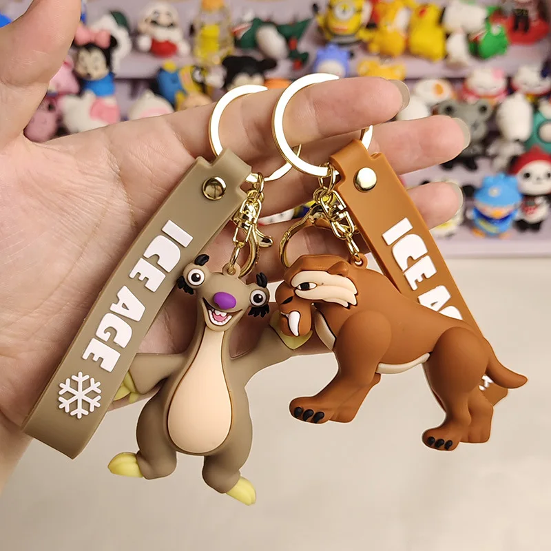 Ice age Keychains Manny Diego Sid Disney Keyrings Mammoth RAZ Anime Figure Keychain Sabre Birthday Gifts Christmas Jewelry