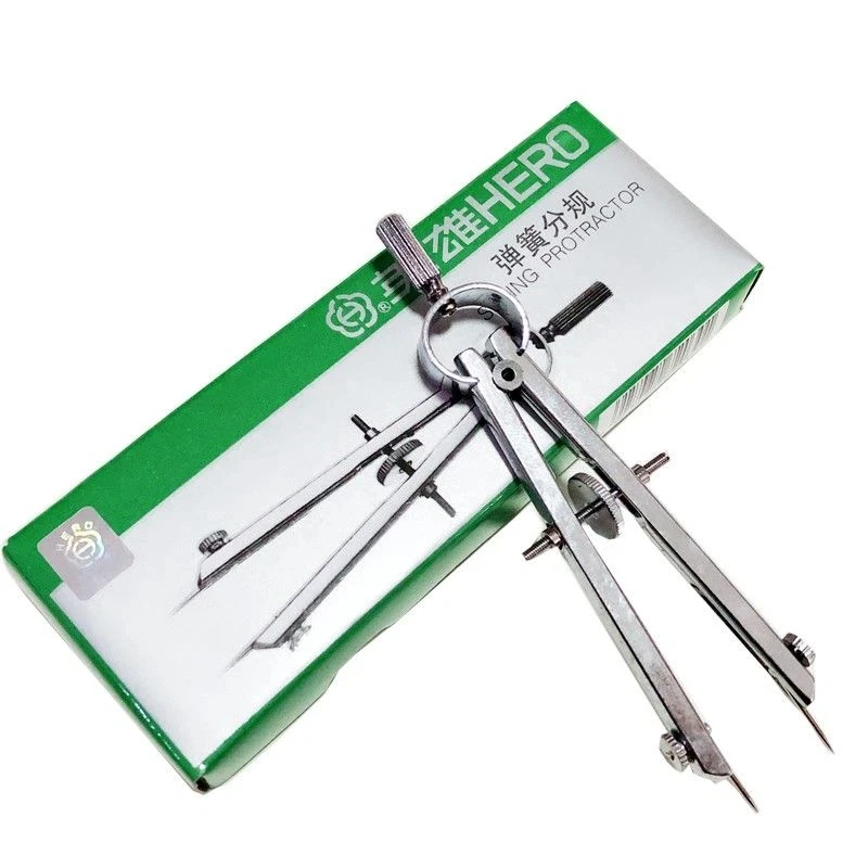 

Компас-транспортир Hero H2030 Spring, профессиональный инструмент для черчения, точный металлический компас, канцелярские принадлежности для студентов, художественная школа
