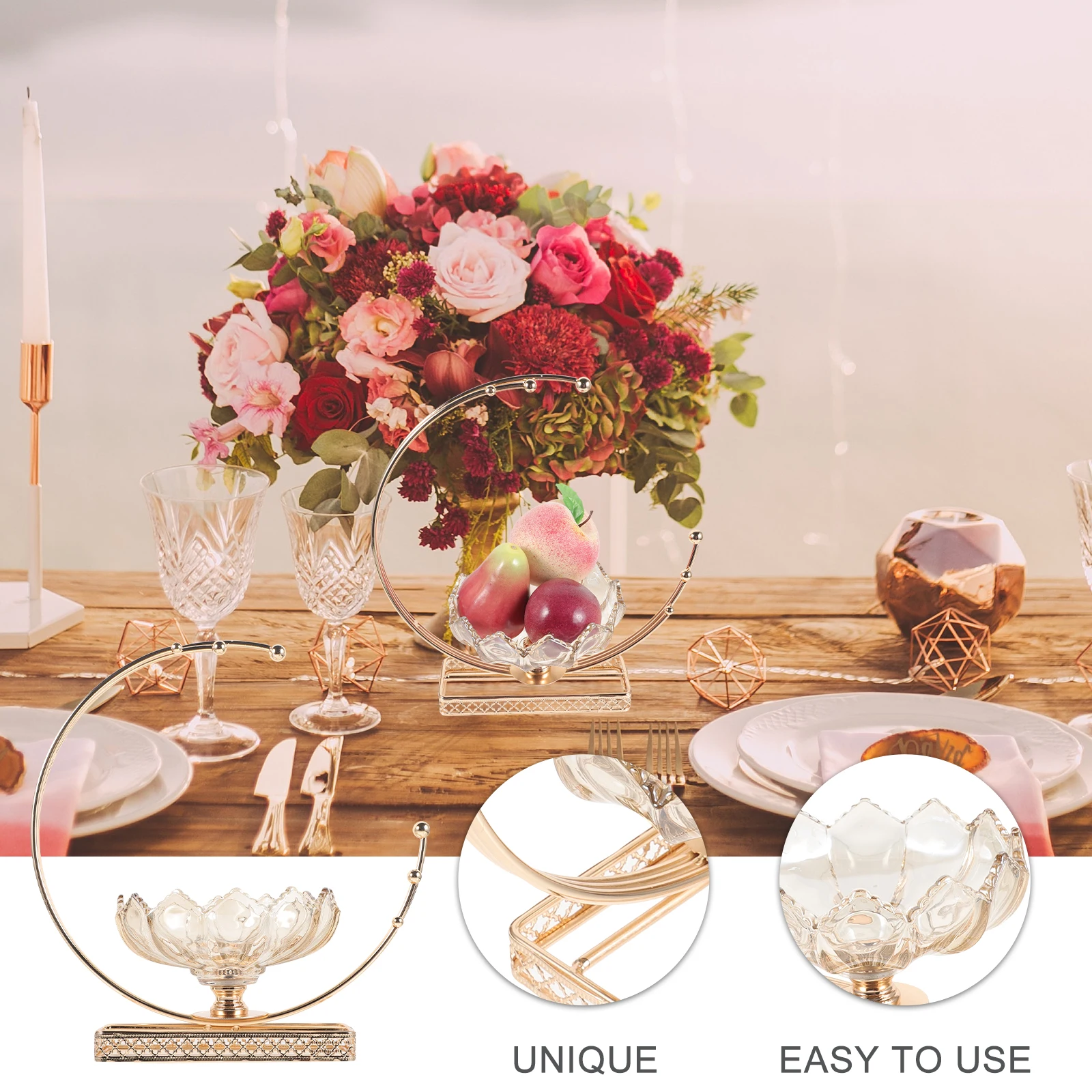 

Glass Fruit Tray Metal Moon Serving Plate Decorative Snack Serving Tray Smooth Surface for Party Wedding Home Decor