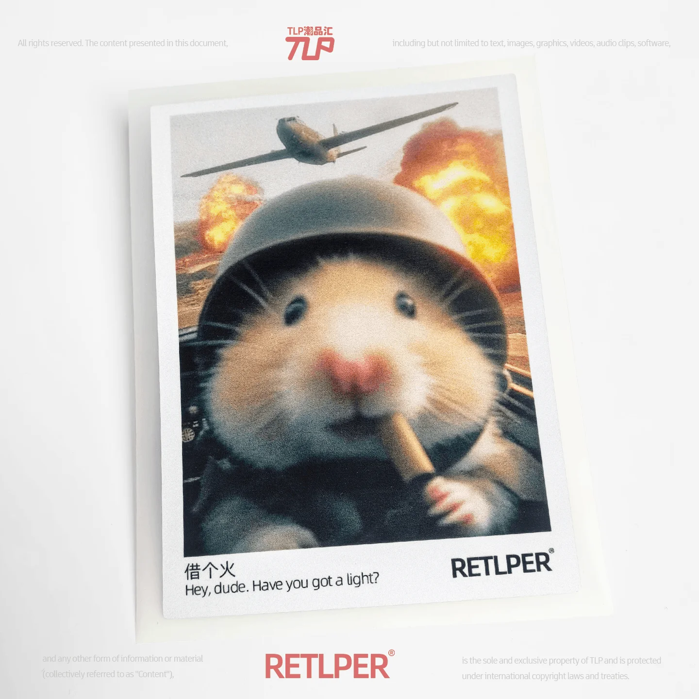 Retlper Reflective Car Stickers Original Design: "Get Some Fire" and "Hamster in a Tank" Polaroid-Style Flat Stickers