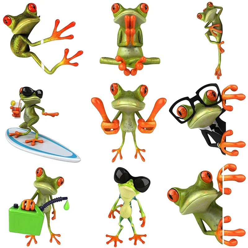 Cartoon Car Sticker Lovely 3D Frogs Automobiles Motorcycles Accessories Colorful Vinyl Decal Cover Scratches,16cm*13cm